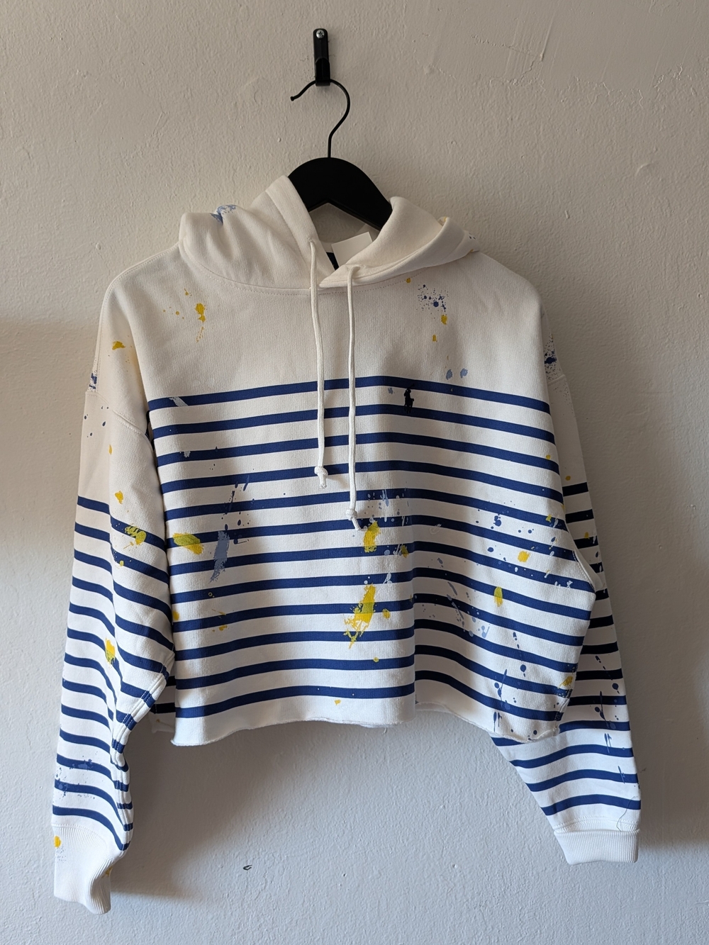 Ralph Lauren White Tee with Navy Stripes and Navy Polo Logo